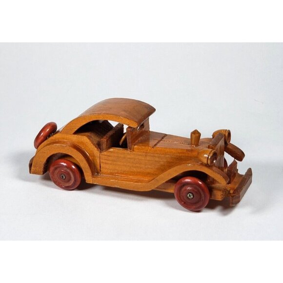 Vintage Massimo Dulli Wooden Car Automobile Hand Carved 5 inches Collectible - Picture 2 of 6